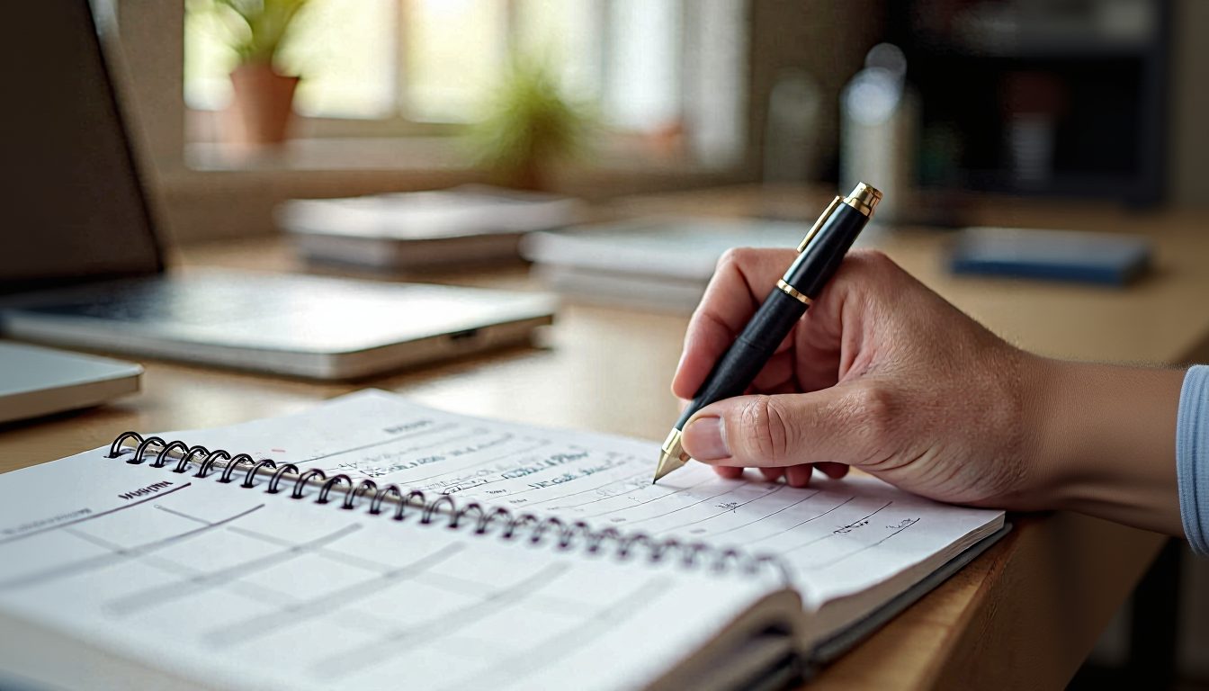Club treasurer reviewing financial year documents